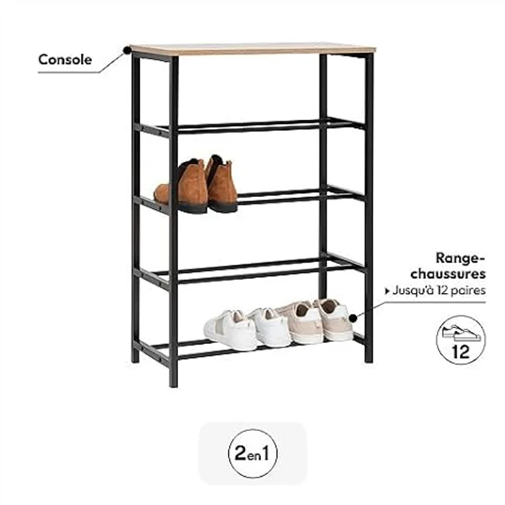 5 five simply smart Aliaj Schuhregal für Konsolen, natürliches Eichenholz, praktische Schuhaufbewahrung für Flur – Bild 4