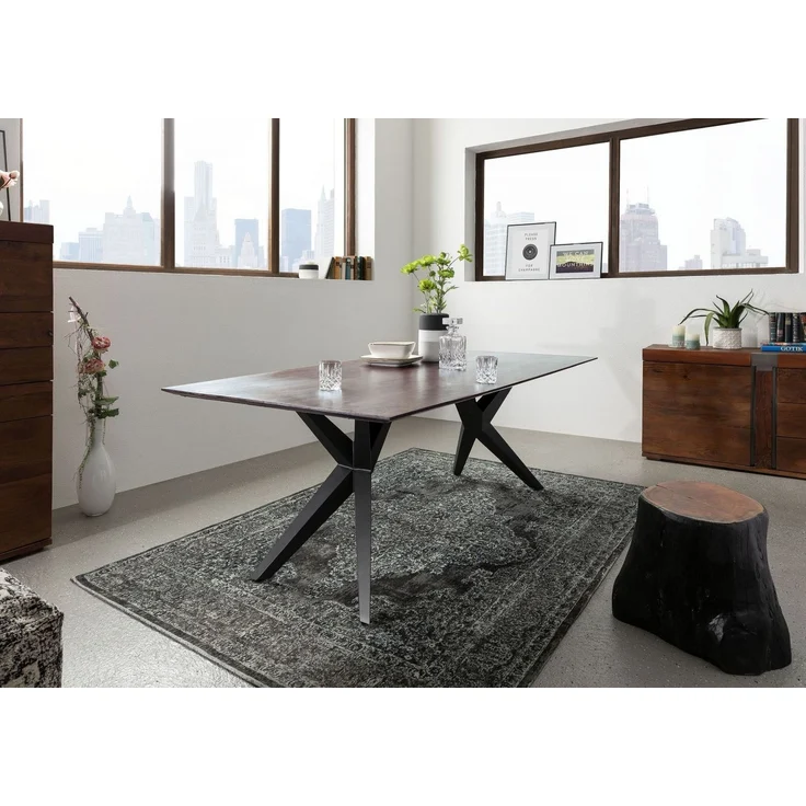 Esstisch Akazie 200x100x76 grau lackiert Beine anthrazit matt SWISS EDGE #35 – Bild 7