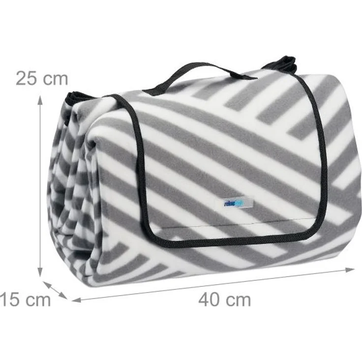Picknickdecke grau-weiß gestreift 10025975 – Bild 5