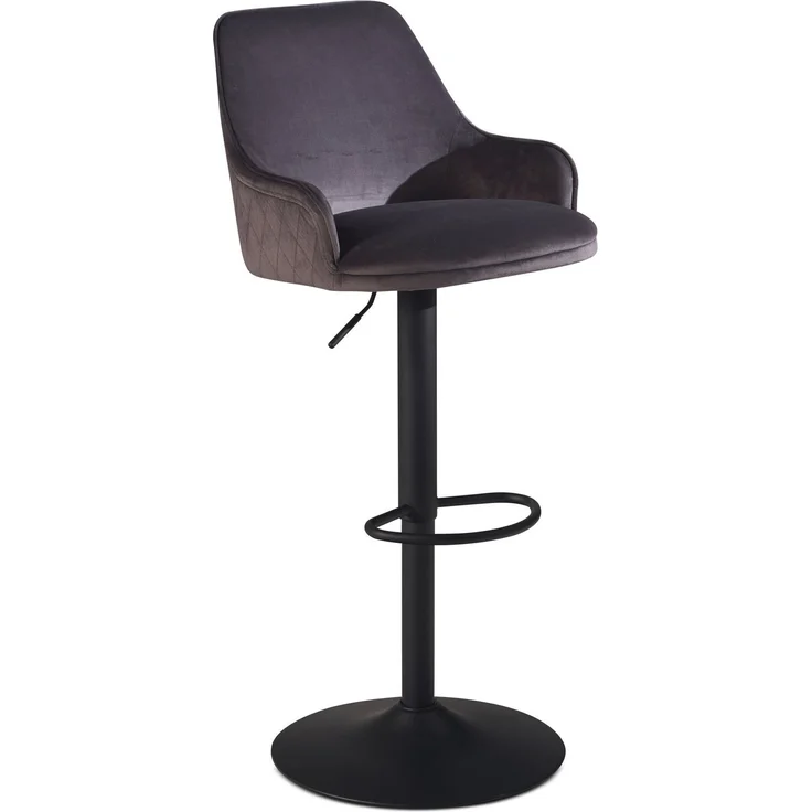 FineBuy Barhocker Samt Hocker mit Lehne 86 - 106 cm, Küchenhocker Höhenverstellbar Modern 100 kg, Barstuhl Tresenhocker mit Metall-Trompetenfuß, Bistrohocker Gepolstert mit Armlehne – Bild 6