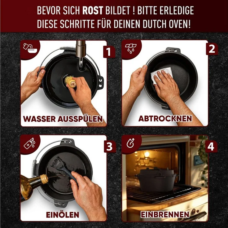 GUSSKÖNIG Grilltopf GUSSKÖNIG Dutch Oven Topf mit Füßen 7Liter+Pflegepaste – Bild 3
