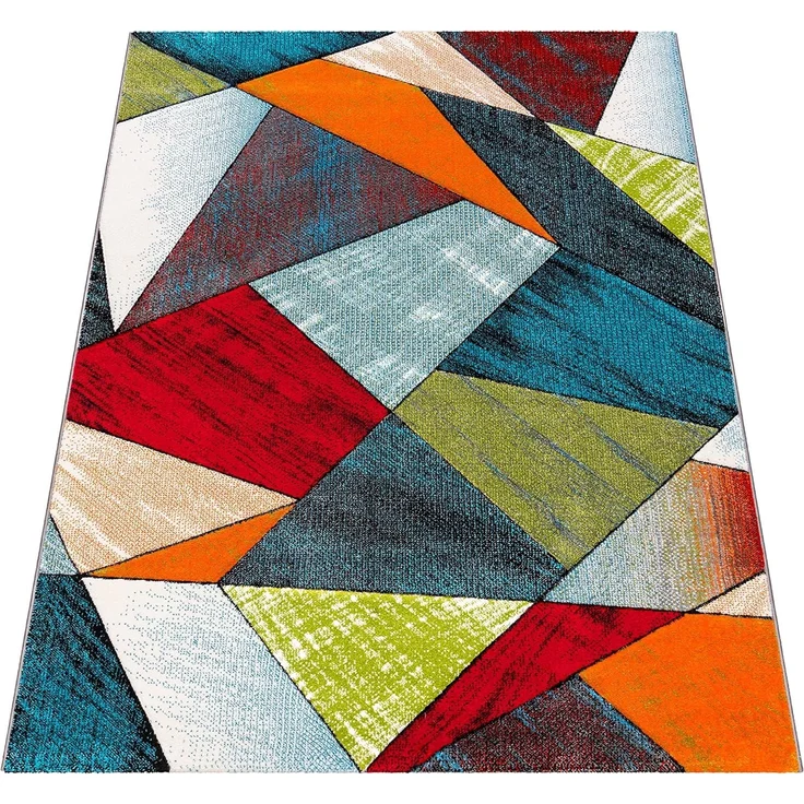 Paco Home Teppich Wohnzimmer Kinderzimmer Kurzflor Moderne 3D Optik Kariert Geometrische Muster, Grösse:200x290 cm, Farbe:Bunt 5 – Bild 6