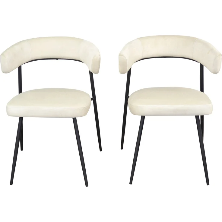Moderne Esstischgruppe 5-teilig mit Glastisch in Marmoroptik & 4 Samtstühlen in Creme – Bild 2