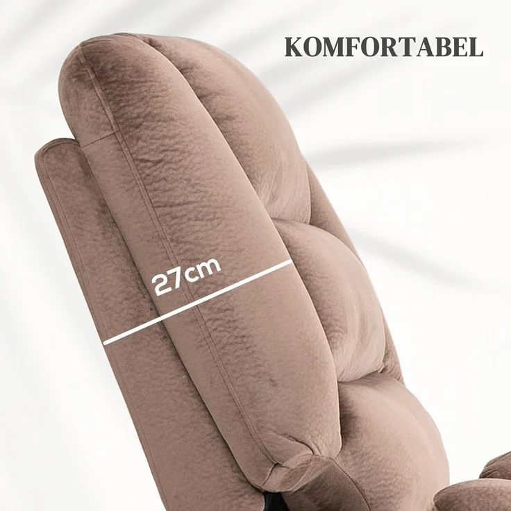 HOMCOM Massagesessel Fernsehsessel mit Aufstehhilfe Elektrisch, mit Liege-/ Wärmefunktion (TV Sessel, 1-St, Relaxsessel), für Wohnzimmer, Schlafzimmer, Braun – Bild 7