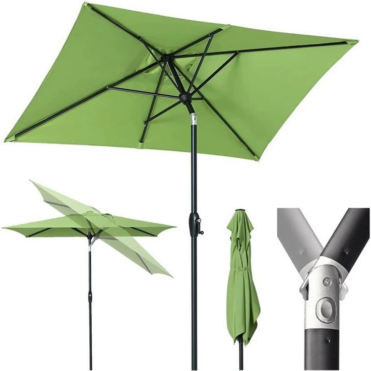 Sekey Sonnenschirm mit Kurbel und UV50+, knickbar, Aluminium apfelgrün, 210 x 140 cm – Bild 4