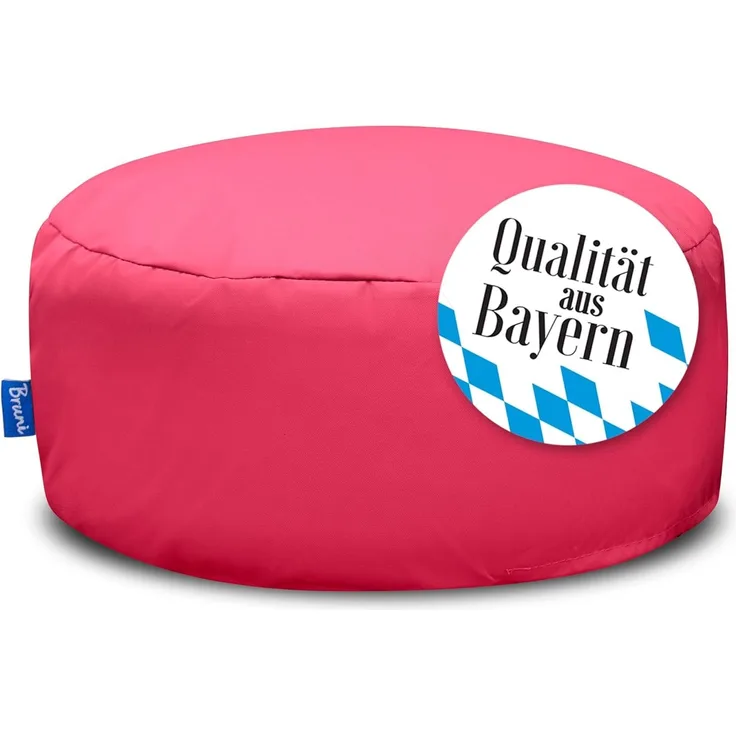 Bruni Pouf Sitzhocker M in Pink – runder Sitzpouf, Indoor und Outdoor als Fußhocker, Yoga-Sitzkissen, Meditationskissen geeignet