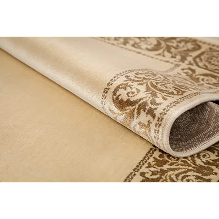 Belle Arti Teppich Luxus Teppich Wohnzimmer Barock schwarz gold beige oder rot kurzflor, Rechteckig, flauschig – Bild 3