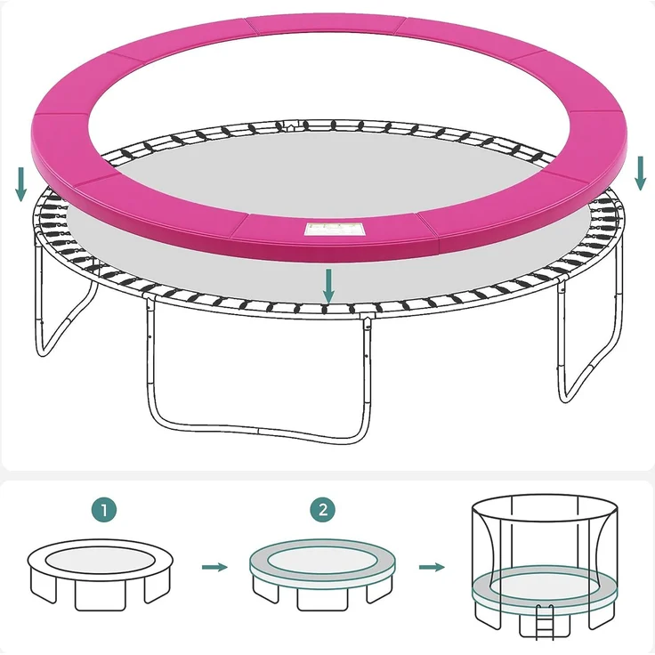 SONGMICS Trampolin Randabdeckung, 100% UV-beständig, Reißfest, PVC, Pink, 244,0 cm – Bild 7
