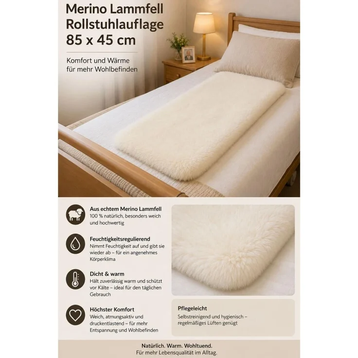 Lammfell - ROLLSTUHL Auflage Farbe: Naturweiß – Bild 2