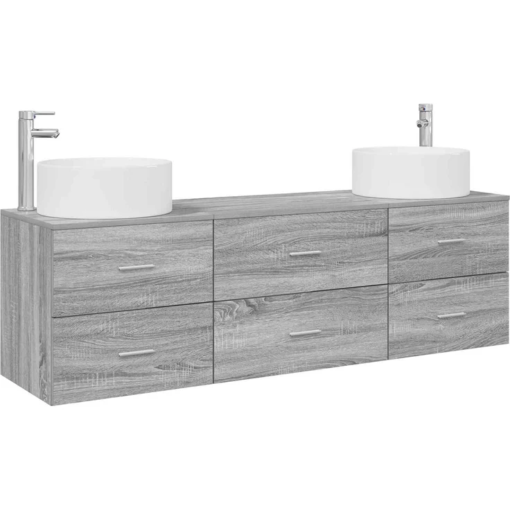 vidaXL Badezimmerschrank-Set 3 stk. Grau Sonoma 161,5 x 44,5 x 80 cm 3405944 – Bild 2