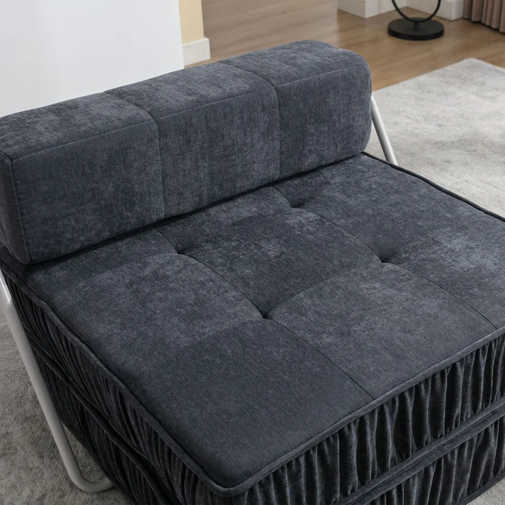 ZUBALIYA SchlafSofa mit Chenille - Bezug, modular aufgebaut, mit Schaumstoffpolsterung, mit rutschfester Basis, Dunkelgrau – Bild 10