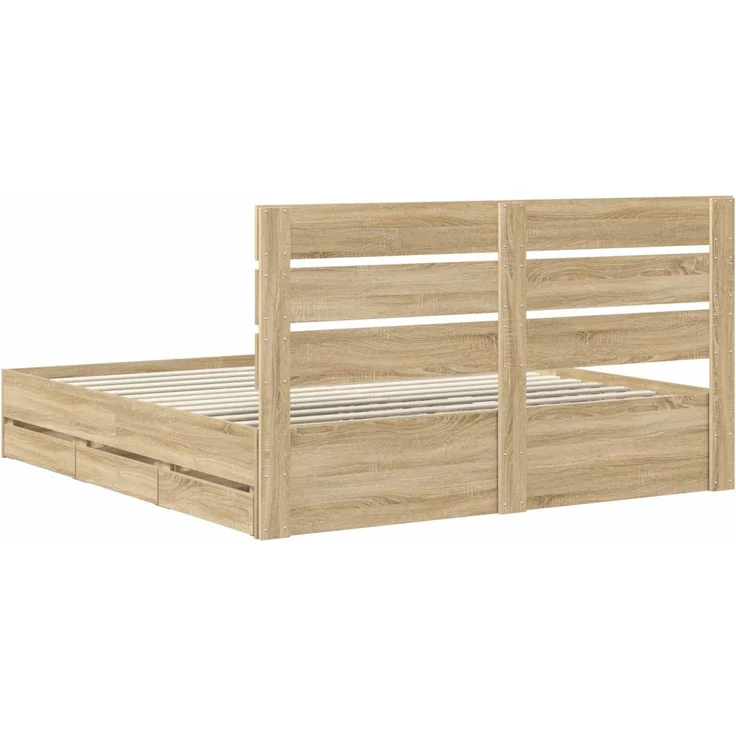 vidaXL Bettrahmen Sonoma-Eiche 200 x 200 cm Ingenieurs Holz 3411809 – Bild 10