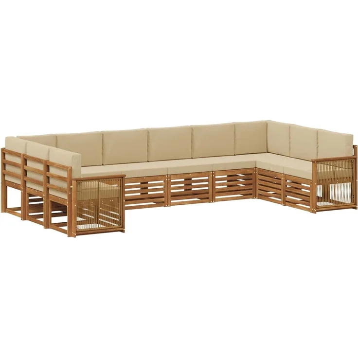 vidaXL Outdoor-Sofagarnitur 7 stk. 10-Sitzer Natur und Beige 3384899 – Bild 2