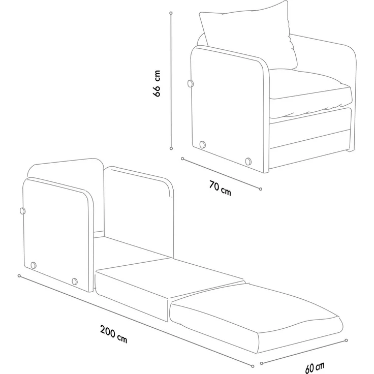 Hanah Home 'Saga Single - Dark Grey' 1-Sitzer-Schlafsofa, Dunkelgrau, 68 x 70 x 66 cm – Bild 9