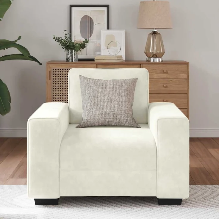 vidaXL Sessel Creme 100x77x82 cm Samt 4105255 – Bild 2