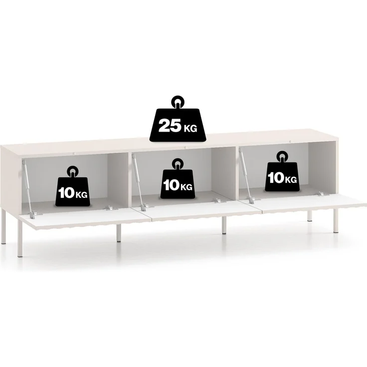 Selsey 'Derriva' TV-Lowboard mit geriffelten Fronten, hellbeige, ca. 50 x 170 x 37 cm – Bild 7