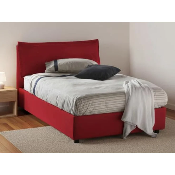 Talamo Italia - Doppelbett Claudia, Bettkasten mit Stoffbezug, 100 % Made in Italy, Öffnung vorne, geeignet für Matratzen 120 x 200 cm, Rot – Bild 6