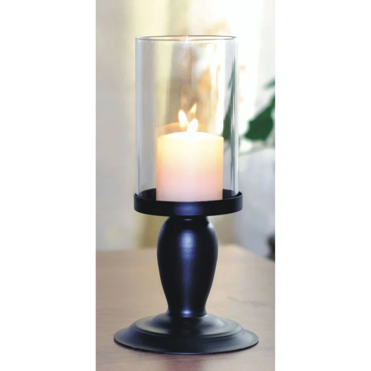 Kerzenhalter, Windlicht, Metall mit Glas – Bild 1
