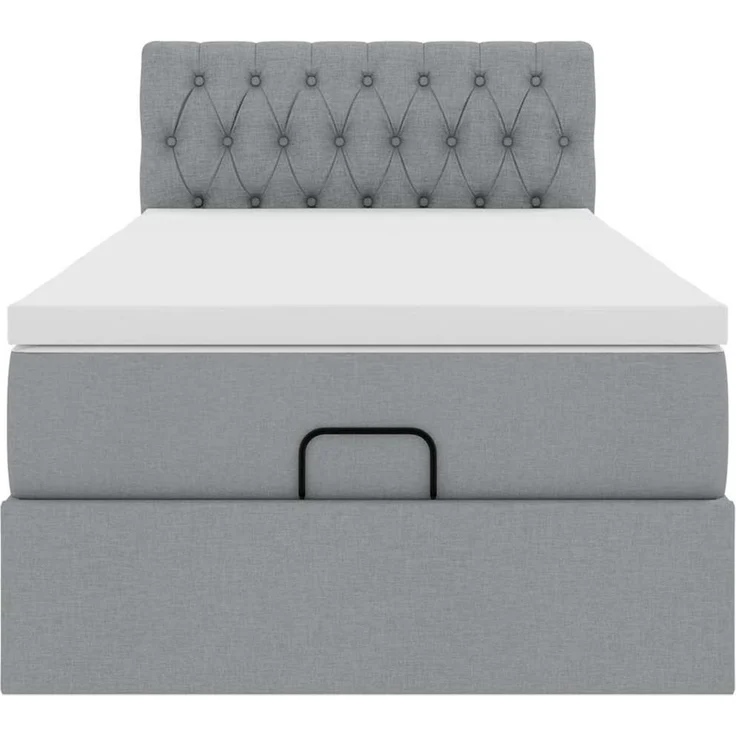 vidaXL Ottoman-Bett mit Matratze Hellgrau 90x200 cm Stoff 3311511 – Bild 5