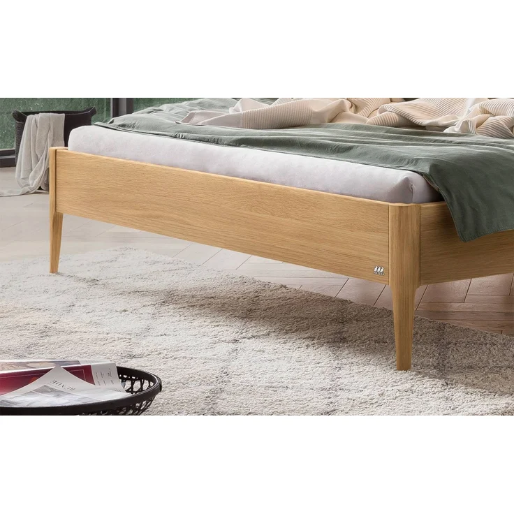 Hasena Massivholzbett Varese Eiche bright mit Polster-Kopfteil 180x220 cm, Fußhöhe 20 cm – Lounge – Bild 4