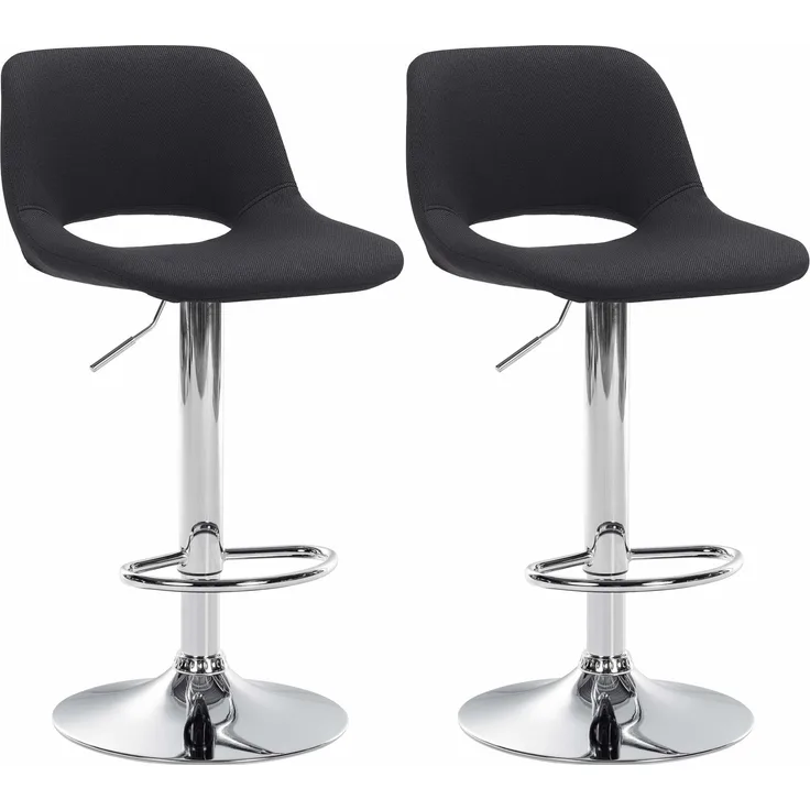 DELUKE® Barhocker 2er Set JAKSON - Schwarz, Stoff, Chrom Barhocker mit Lehne Barstuhl Tresenhocker Tresenstuhl Kneipenhocker Kneipenstuhl