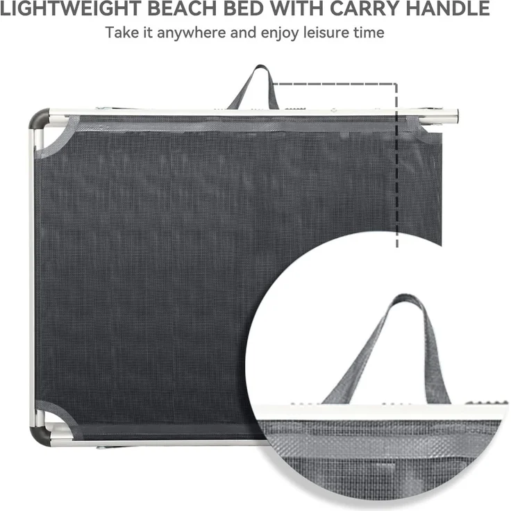 HOMECALL Gartenliege Leicht Sonnenliege Klappbar Alu Liegestuhl Strandliege, 1-tlg, 5 fach Verstellbare Rückenlehne, Sonnenschutzdach, bis 136KG – Bild 6