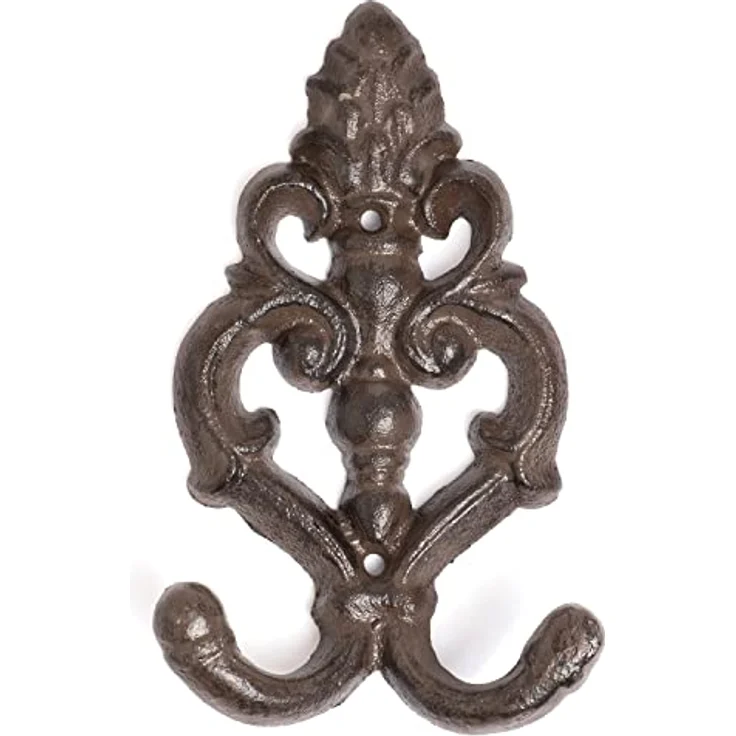 Moritz Wandgarderobe Lilie Fleur de Lis Garderobenleiste 2 Haken Gußeisen Kleiderhaken Garderobenhaken Vintage – Bild 5