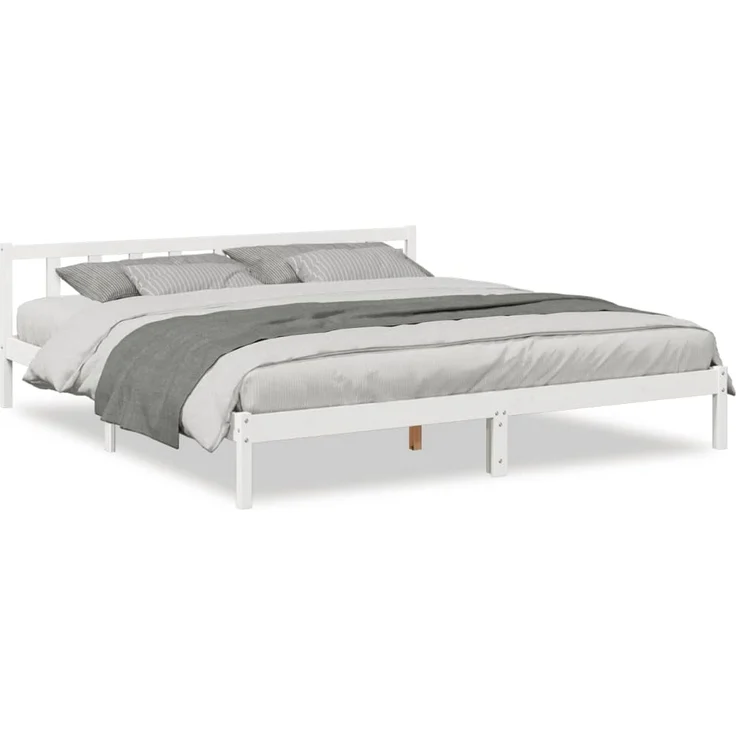 vidaXL Massivholzbett Extra Lang ohne Matratze Weiß 180x220 Kieferholz 852453 – Bild 2