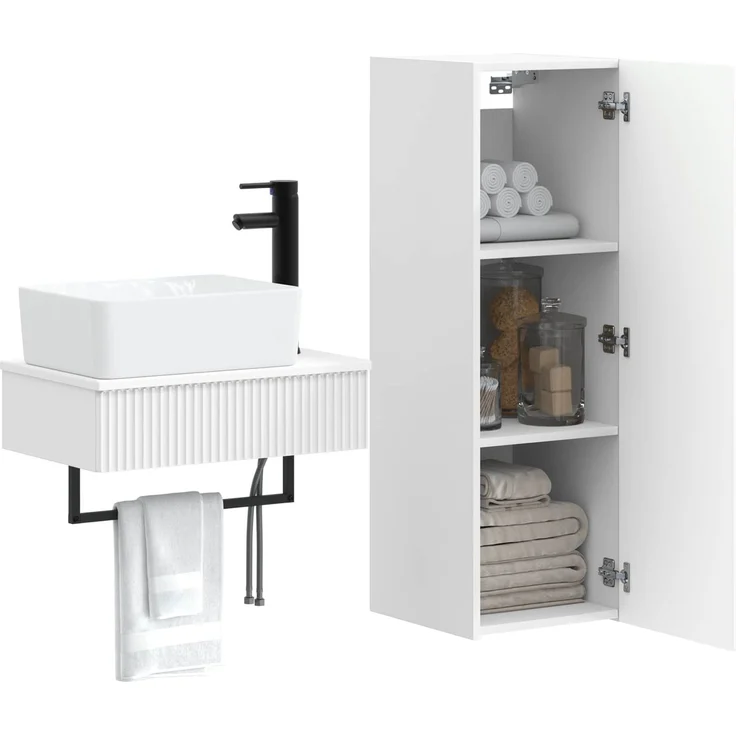 vidaXL Badezimmerschrank-Set 2 stk. Weiß 33 x 34,5 x 100 cm 3406103 – Bild 3