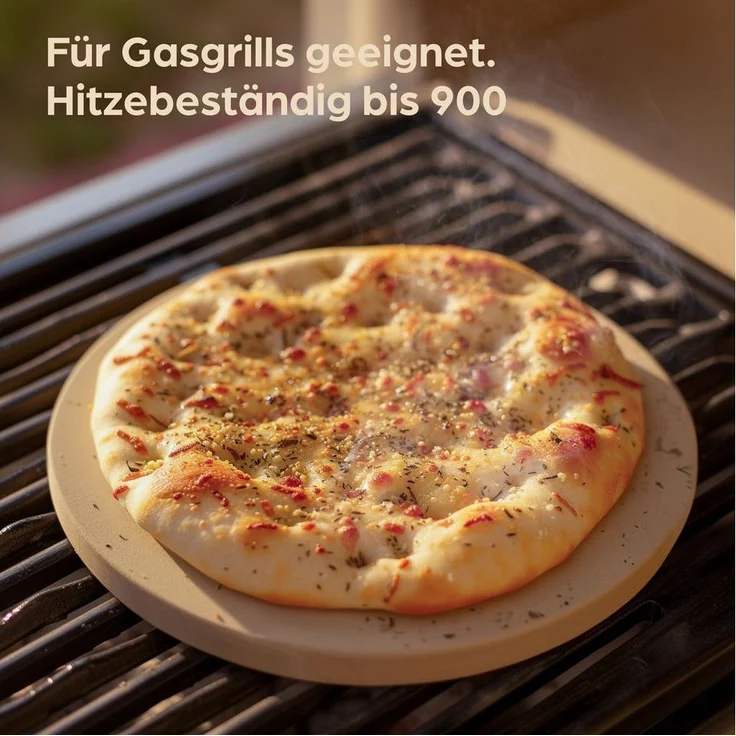 Praknu Pizzastein Pizzastein Rund 30 cm für Grill und Backofen - Für knusprigen Boden, Cordierit, (1-St), Für Knusprigen Boden - bis 900 °C - Wärme Speichernd – Bild 3