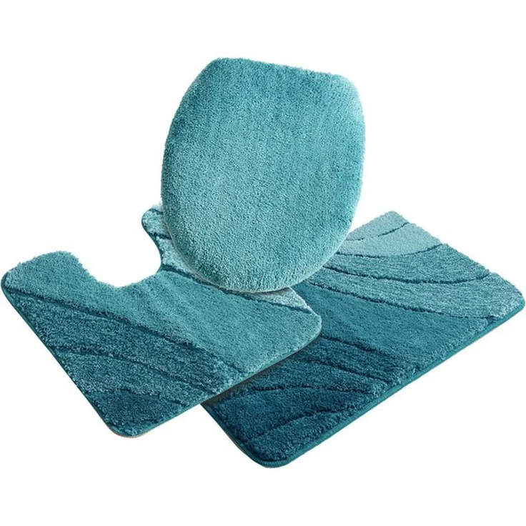 OTTO home Badematte Josie, Badvorleger, Badezimmer Teppich, Höhe 20 mm, rutschhemmend beschichtet, fußbodenheizungsgeeignet, schnell trocknend, strapazierfähig, Polyester, rechteckig, 3-tlg. Stand-WC Set, Badteppich, Badematten, rechteckig, rund & als ... – Bild 4