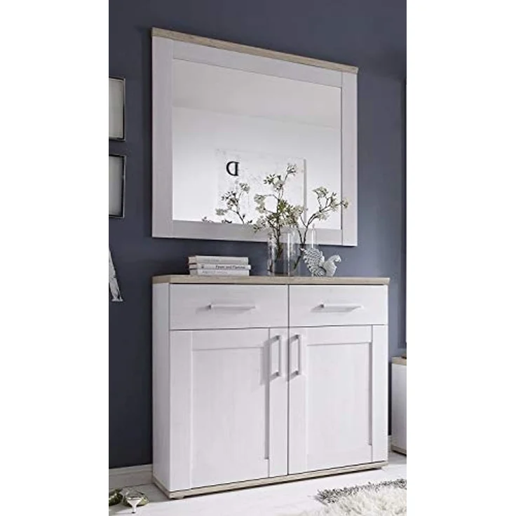 moebel-dich-auf Garderoben-Set ELEGANCE, (Komplett-Set, 5-St, Spiegel + Schuhkommode + Paneel + Bank + Hochschrank), im Landhausstil – Bild 2