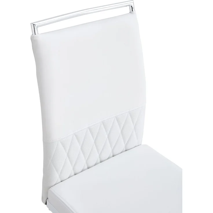 Esszimmerstuhl 2er-Set ergonomisch mit Kunstleder & Leinen gepolstert, komfortabler Küchen- und Bürostuhl,Weiß – Bild 9