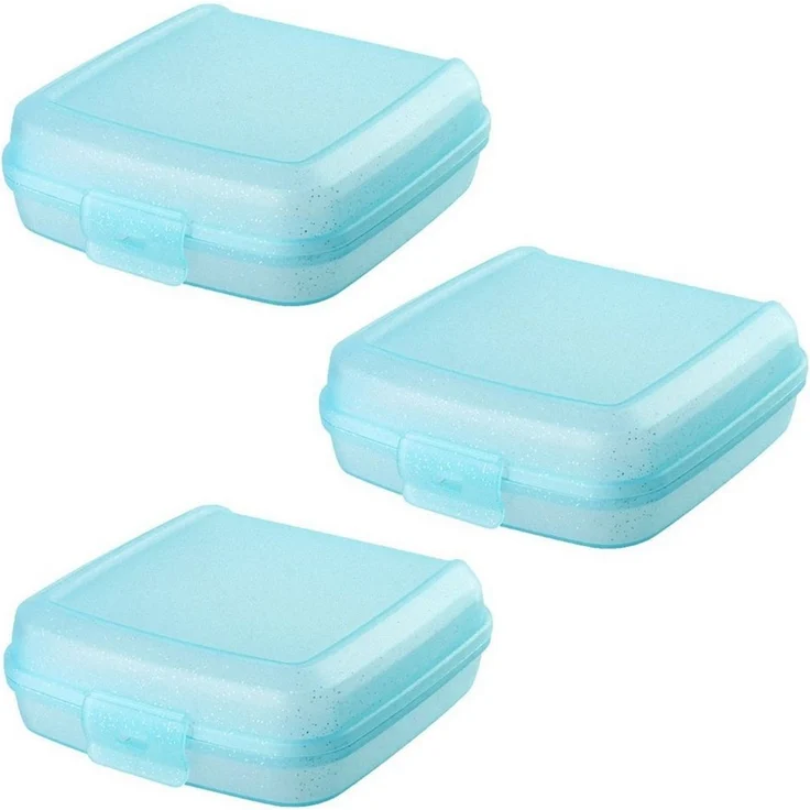 Engelland Lunchbox Brotdose mit Klickverschluss, Kunststoff (BPA-frei), (Vorteils-Set, 3-tlg, Ideal für Schule, Kindergarten und Arbeit), BPA frei, robuster Kunststoff, spülmaschinengeeignet – Bild 2