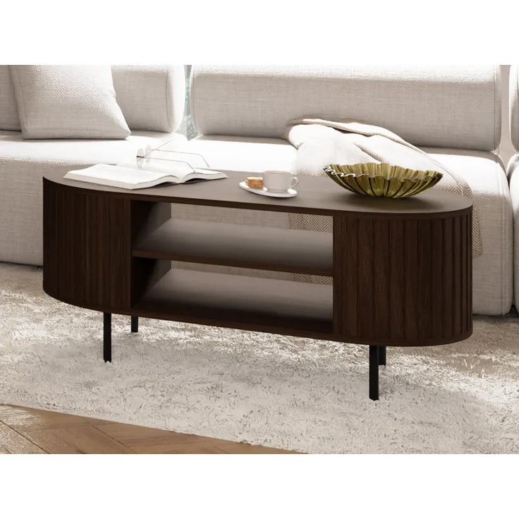 Beautysofa Couchtisch ORION mit Ablagefach geriffelten Seiten und Metallfüßen (moderner Wohnzimmertisch), 15 cm hohe Metallfüße – Bild 4