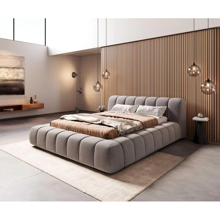 Polsterbettgestell Cutio 140x200 cm Mikrofaser Grau – Bild 2