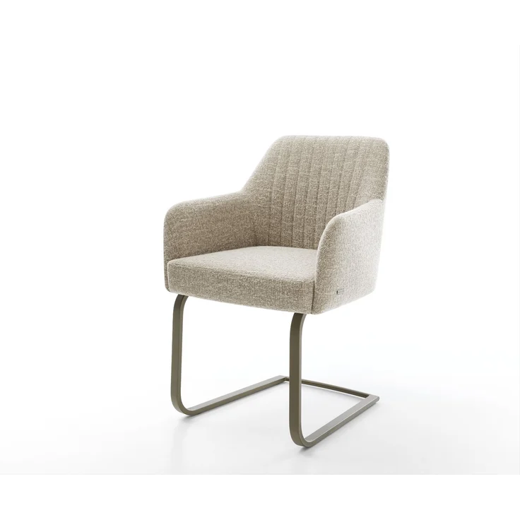 Freischwinger Greg-Flex Webstoff Soft Beige Freischwinger flach Effektfinish Titan Taschenfederkern – Bild 1
