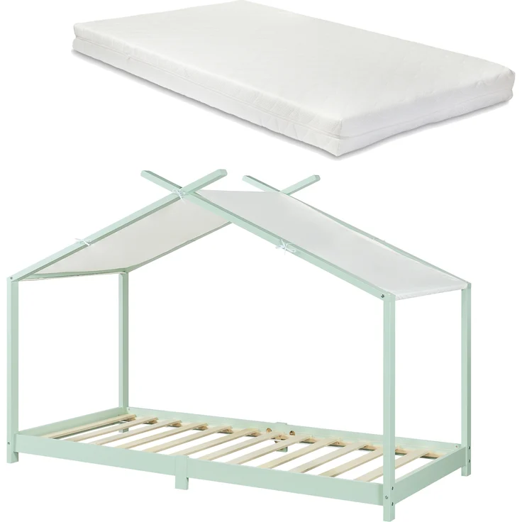 Kinderbett Brome mit Matratze 90x200 cm Mintgrün [en. casa] – Bild 3