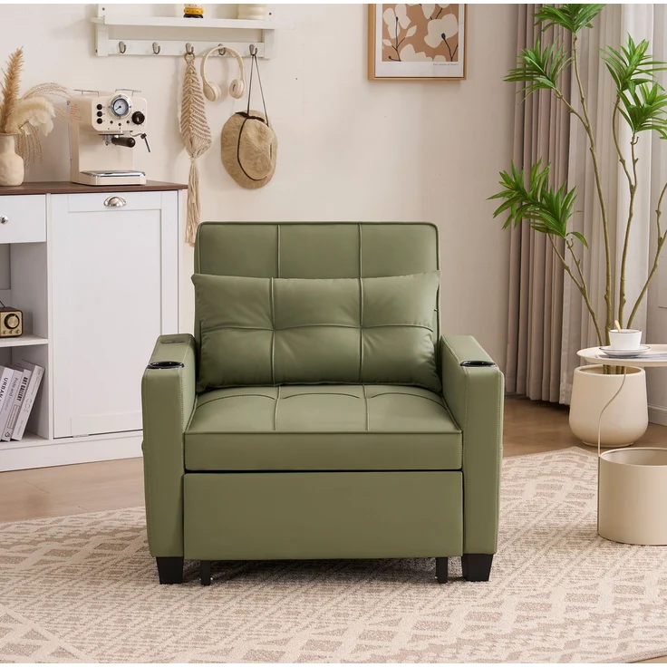 Schlafsessel 3-in-1 74cm×87cm×84cm in Avocado als Sessel, Liegestuhl und ausziehbares Schlafsofa – Bild 4