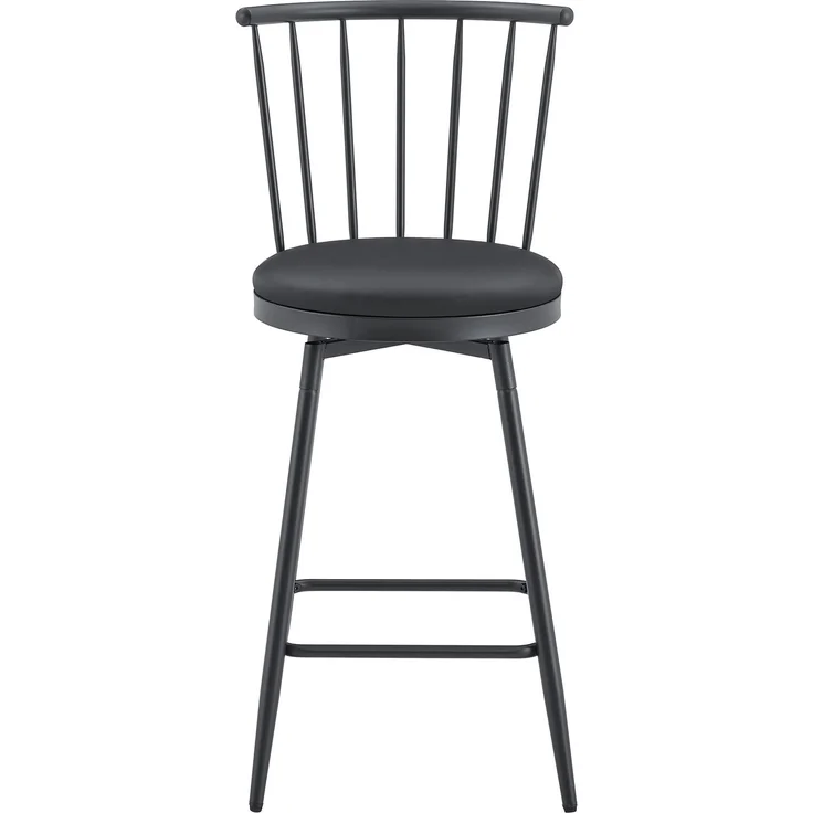 Moderner Metall-Barhocker im Windsor-Stil mit gepolstertem Sitz für Kücheninseln, Bars, Restaurants; Barhocker im Industrial-Stil in Barhöhe; Vintage- und Minimalismus-Stil--Schwarz--96x39x39cm--YOUDENOVA – Bild 8