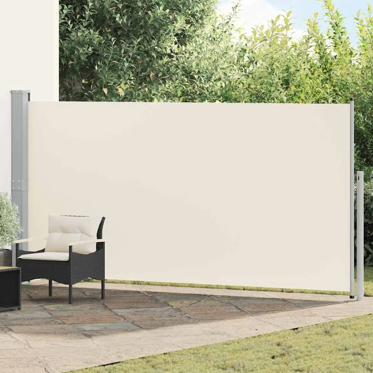 Ausziehbare Seitenmarkise, Sichtschutz 160x500 cm Creme