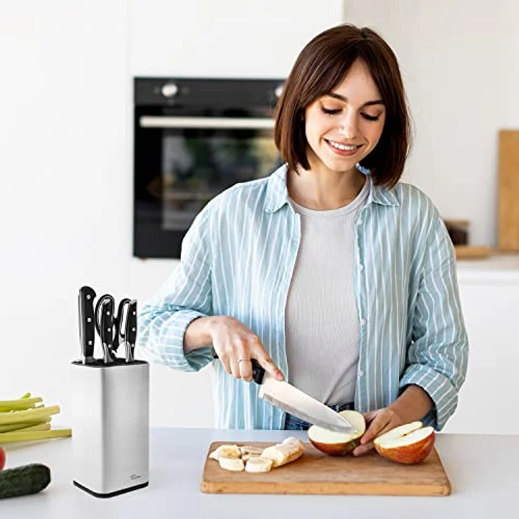 JOEJI’S KITCHEN Messerblock Messerblock ohne Messer mit extra Schlitzen Rostfreier Edelstahl – Bild 6