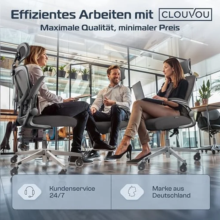 Clouvou CleverSeat Drehstuhl, Anthrazit, ergonomischer 1-Sitzer mit flexiblem Sitzkomfort, 70x142x70 cm für Homeoffice und Büro – Bild 7