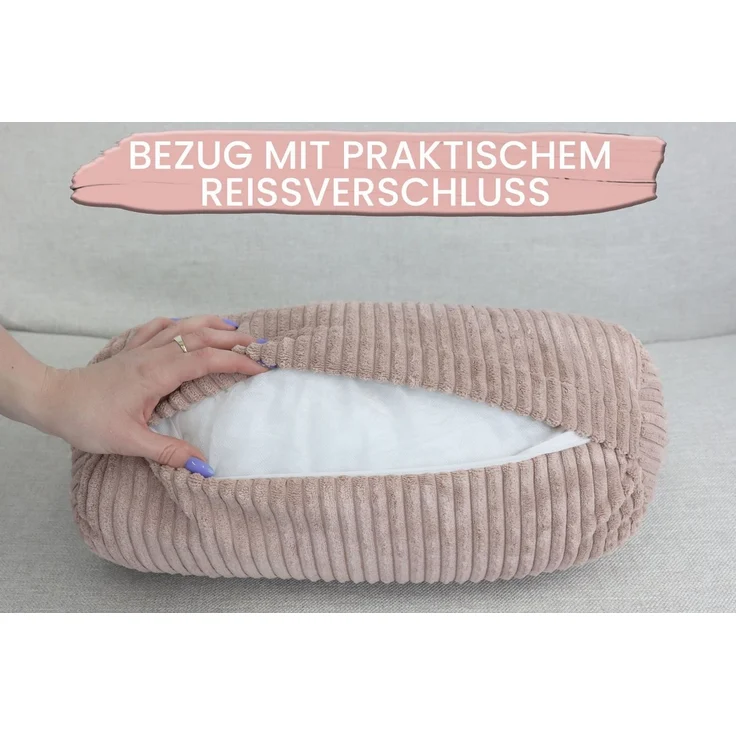 Amilian Nackenrolle mit Bezug 15x40 cm - Kissenrolle - mit Nackenrollenbezug - Bettrolle, Kopfstütze, Nackenstütze mit Bezug, ideal als Dekokissen, Sofakissen, Kissen, Kissenrolle, Lagerungskissen, Schlafkissen und für Reisen – Bild 2