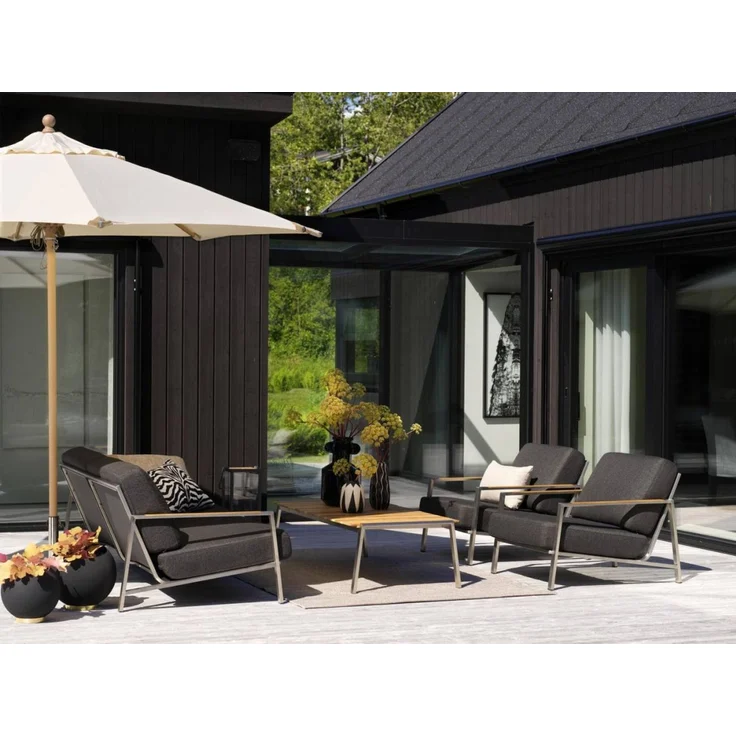 Gartensofa Naos mit Kissen aus Edelstahl und Olefin-Stoff, modern, dunkelgrau, für 2–3 Personen – Bild 3