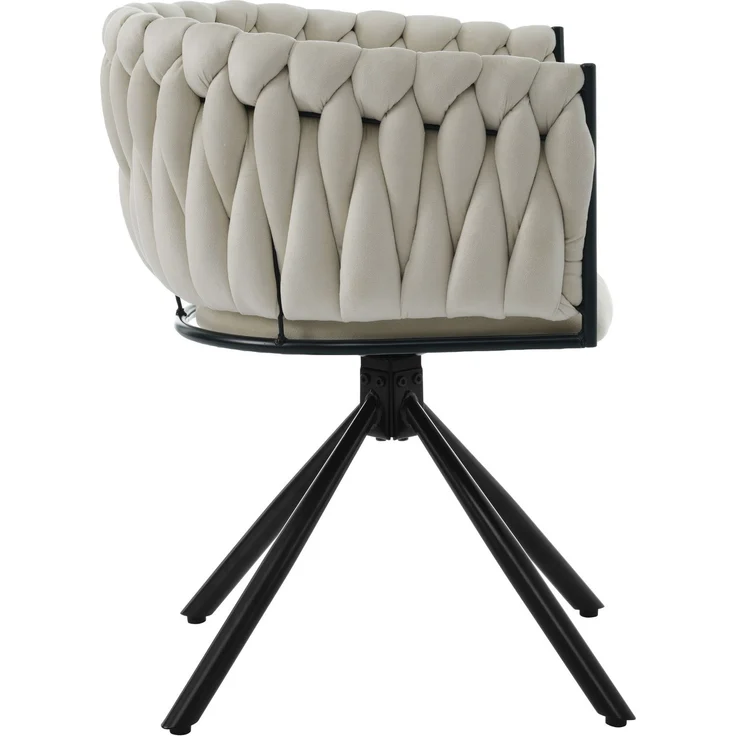 Merax Samt-Esszimmerstuhl, 4er set, Schlafzimmer-Drehstuhl, Freizeit-Drehstuhl mit vier Stützbeinen aus Metall, beige – Bild 7