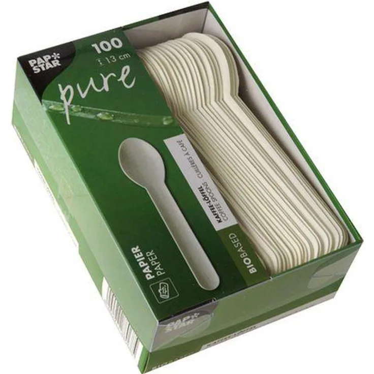 100 Kaffeelöffel, Papier "pure" 13 cm weiss