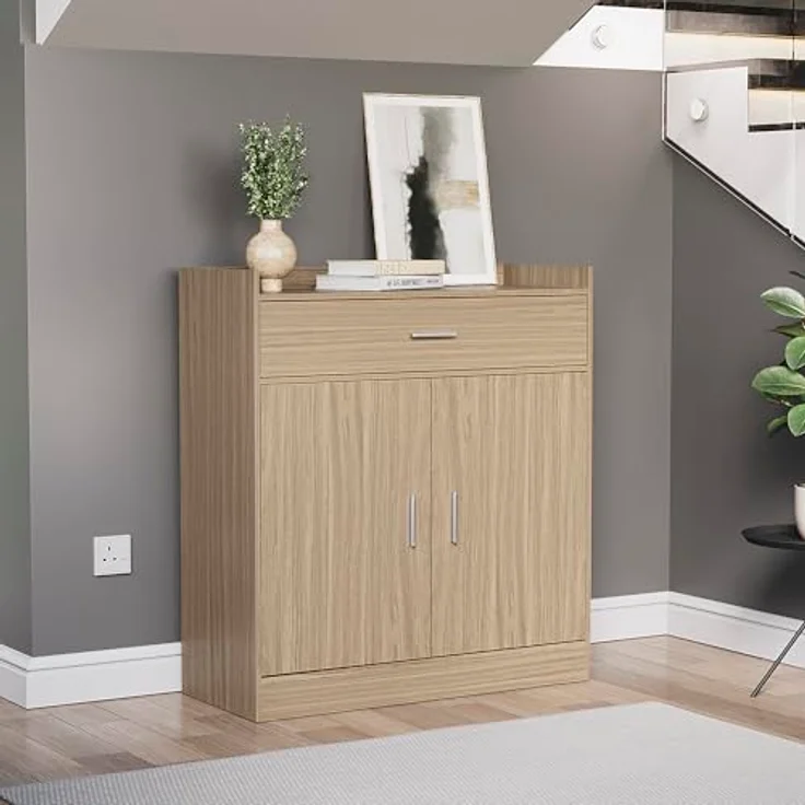 Vida Designs Dalby 2 Tür 1 Schublade Schuhschrank Aufbewahrung Organisieren Organizer Schuhwerk Ständer Gestell Gerüst Sideboard Holz Möbelstück Eiche – Bild 4