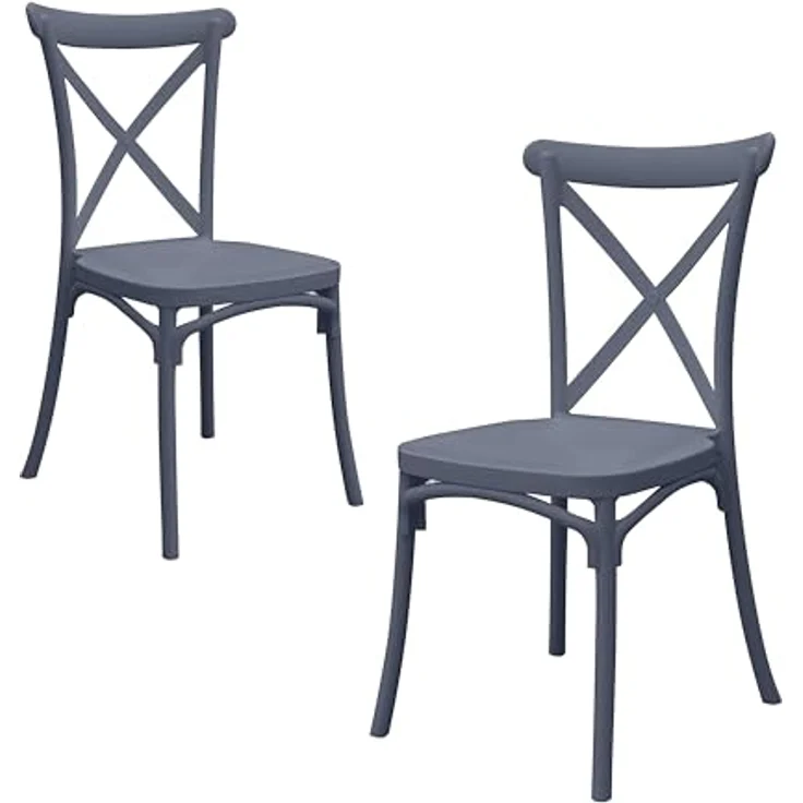 GARDENIA Country Stuhl aus Kunstharz, Vintage, Schwarz, 2 Stühle – Bild 2