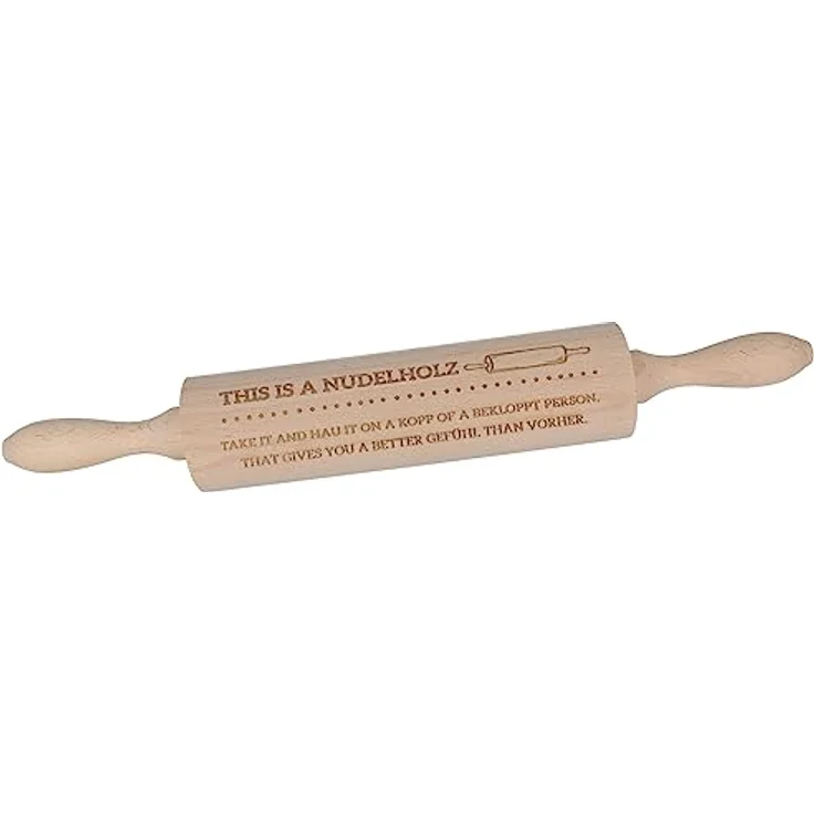Spruchreif® Nudelholz Nudelholz mit Gravur, Teigroller aus Holz, Teigausroller Backzubehör, Nudelholz mit Prägung, tolle Geschenkidee – Bild 2